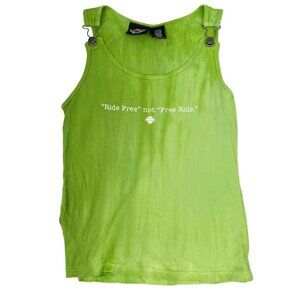 Harley Davidson Green Tie-Dye Buckle‎ Tank Top Ribbed Ride Free Y2K Biker MEDIUM